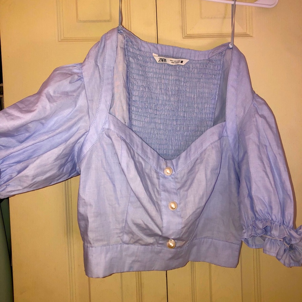 Blue crop shirt